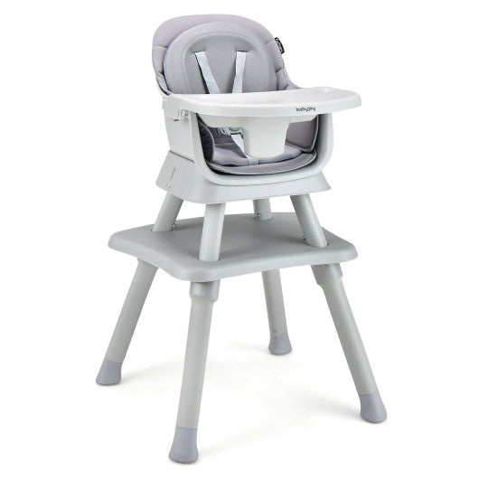 6 in 1 Convertible Baby High Chair Adjustable Tray Gray