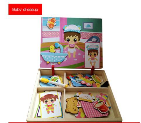 Montessori Magnetic Wooden Puzzle Box Cartoon Educational Painting Toy