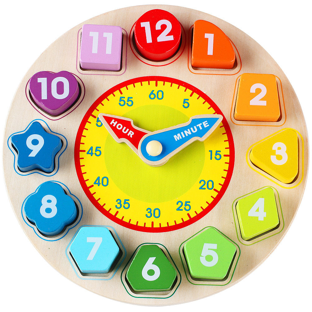 Wooden Digital Clock Learning Alarm Educational Kids Cognitive Toy