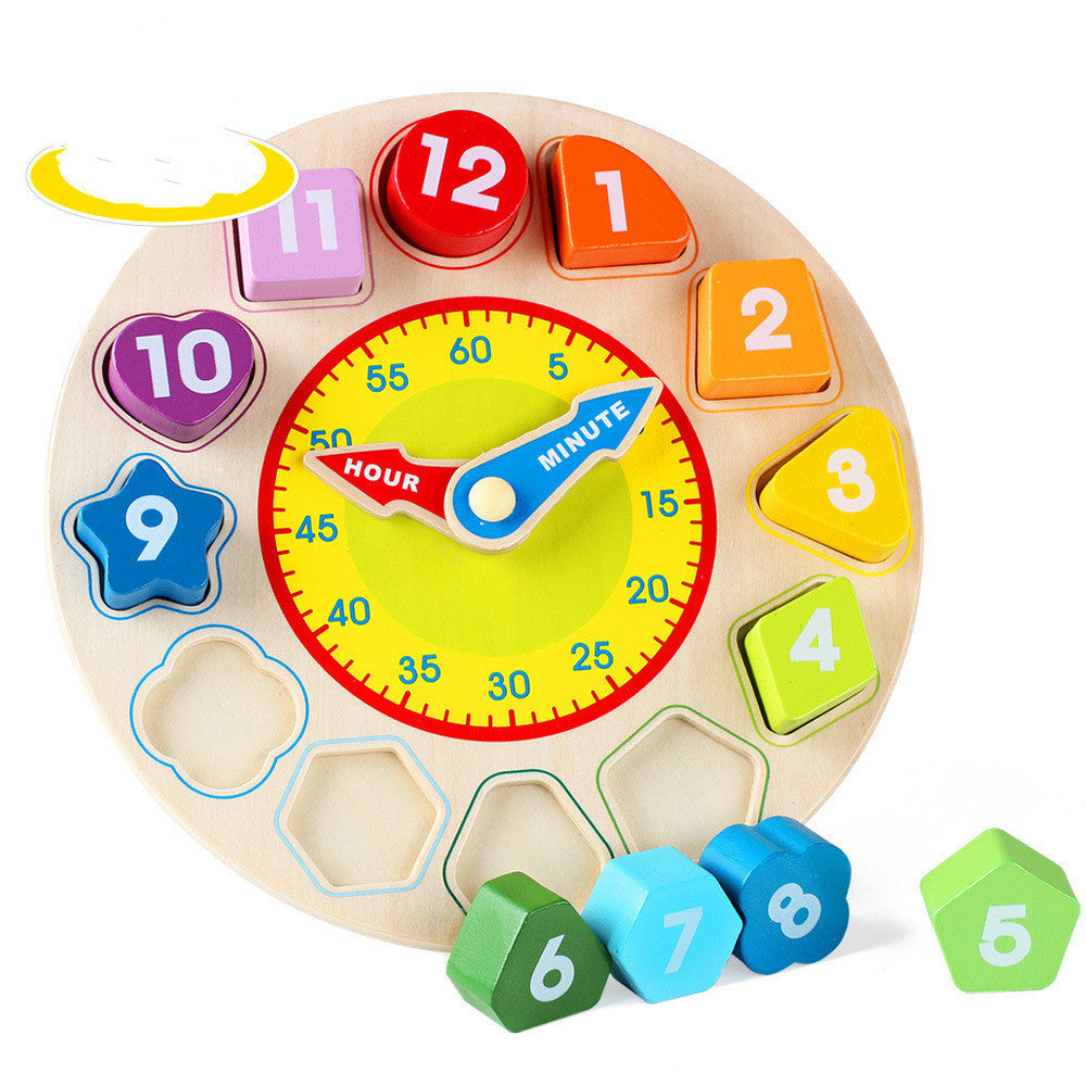Wooden Digital Clock Learning Alarm Educational Kids Cognitive Toy
