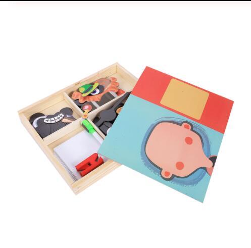 Montessori Magnetic Wooden Puzzle Box Cartoon Educational Painting Toy