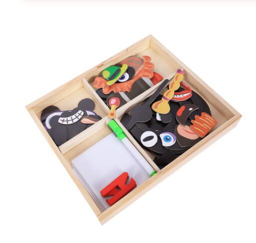 Montessori Magnetic Wooden Puzzle Box Cartoon Educational Painting Toy