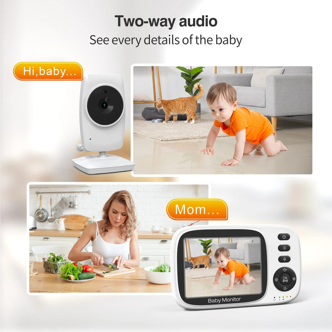 Video Baby Monitor Wireless LCD Two Way Audio Night Vision