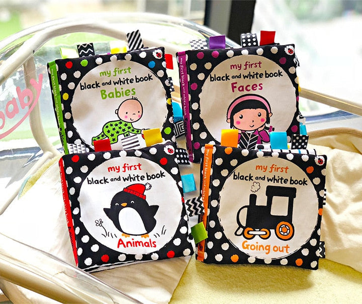 Baby Black White Cloth Book Sensory Early Learning