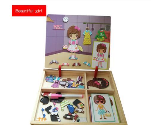 Montessori Magnetic Wooden Puzzle Box Cartoon Educational Painting Toy