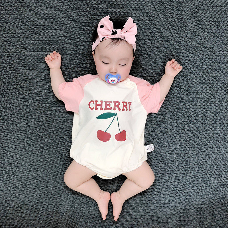 Baby Versatile Printing Bodysuit With Short Sleeves