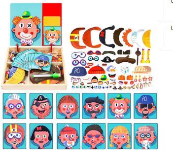 Montessori Magnetic Wooden Puzzle Box Cartoon Educational Painting Toy