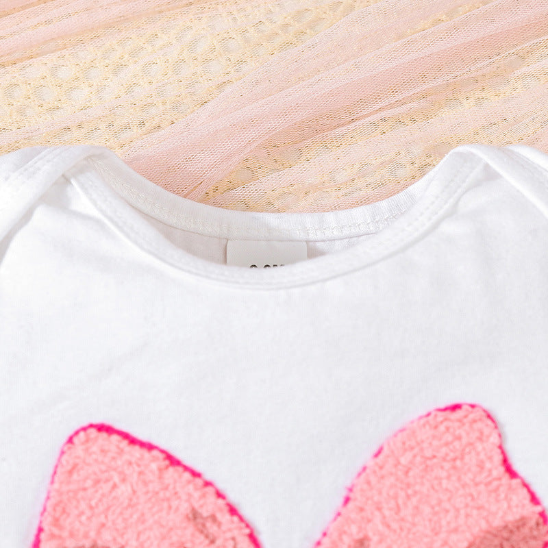 Cute Bow-Knot Romper Set For Baby Girls