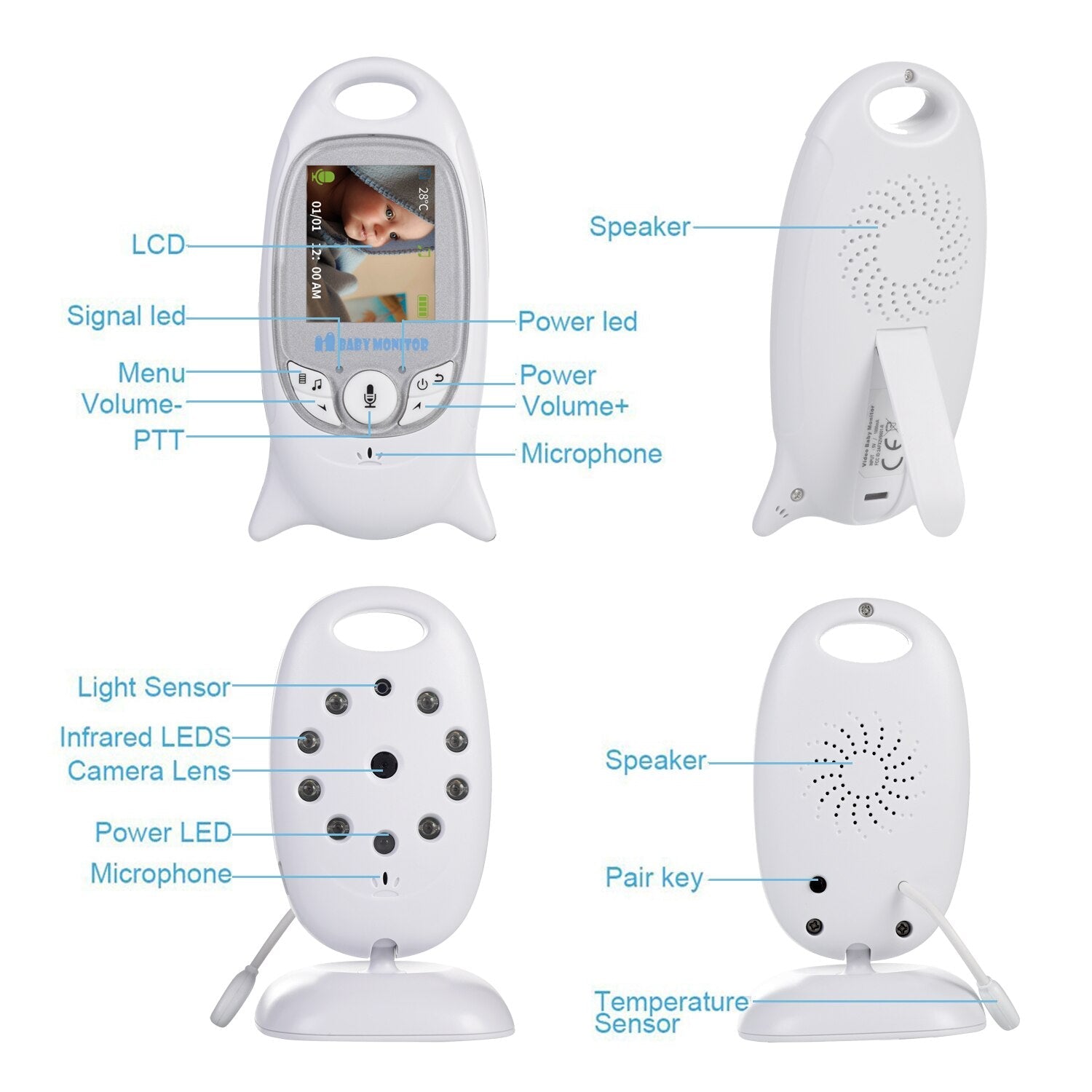 VB601 Baby Monitor Video Camera Night Vision Temperature Lullaby