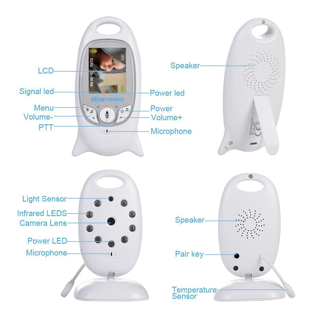 VB601 Baby Monitor Video Camera Night Vision Temperature Lullaby