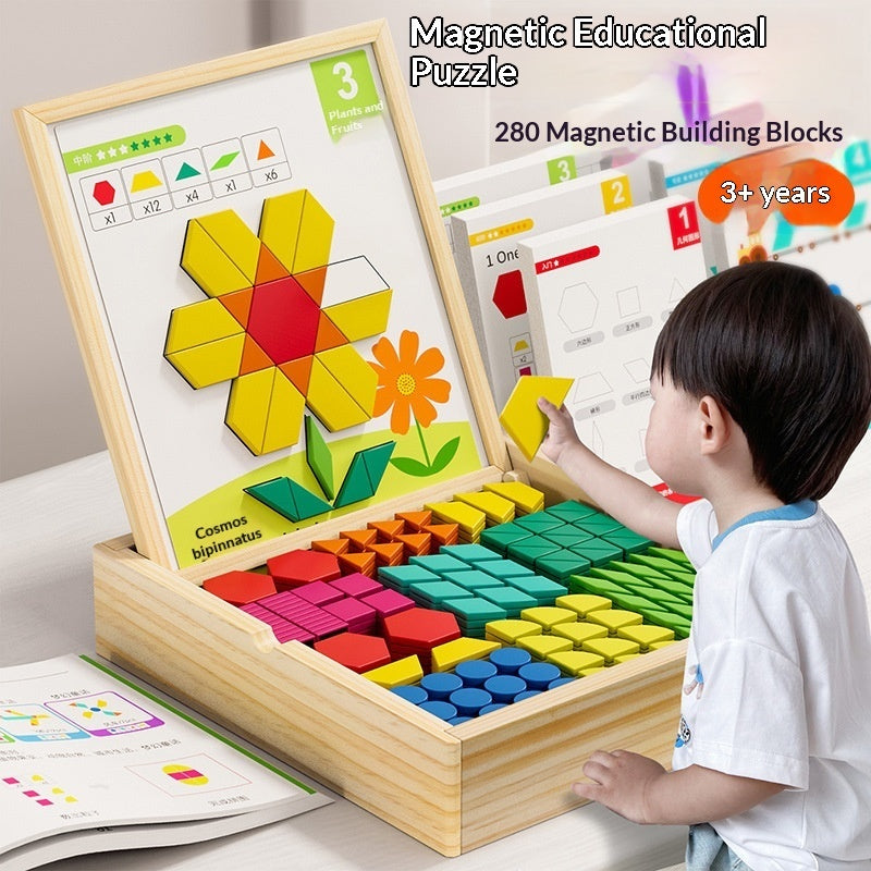 Childrens Geometric Tangram Puzzle Blocks Educational Magnetic Toy
