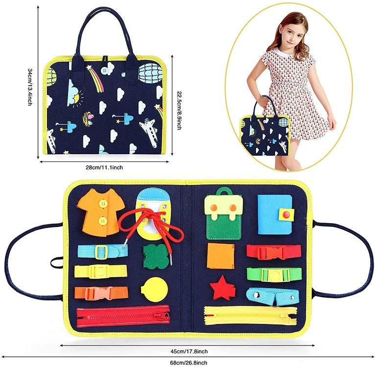 Busy Board Book Dressing Buttoning Learning Baby Sensory Toy