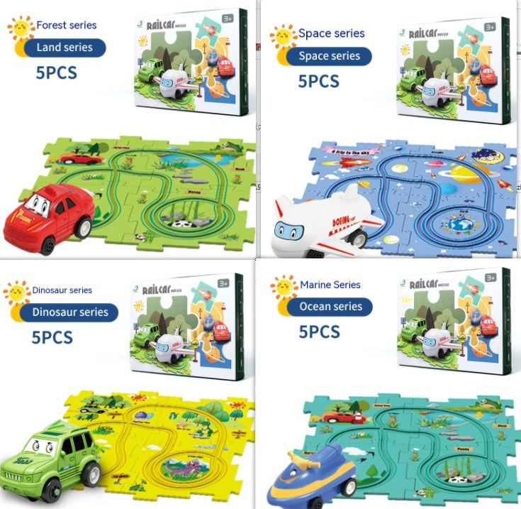 Electric Railroad Puzzle DIY Assembly Car City Construction Educational Toy