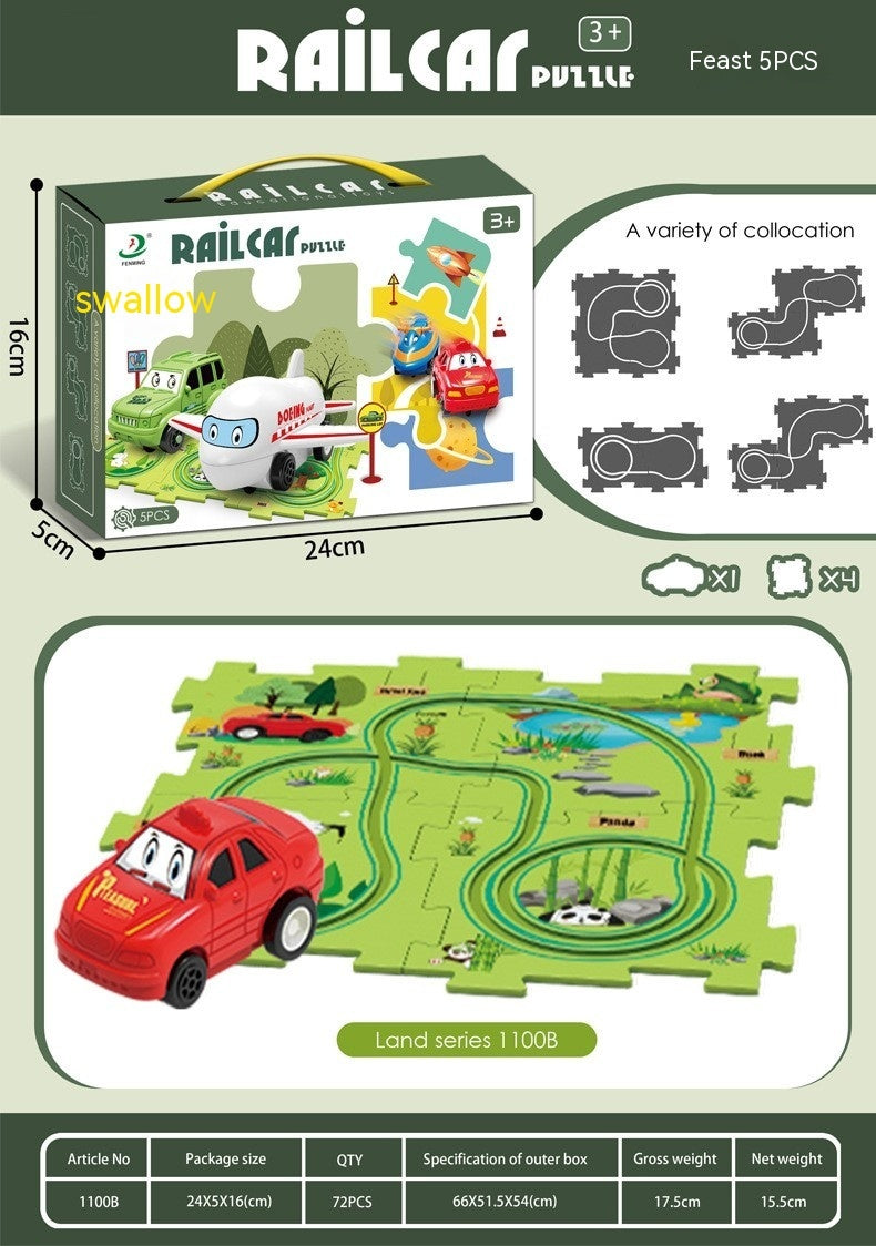 Electric Railroad Puzzle DIY Assembly Car City Construction Educational Toy