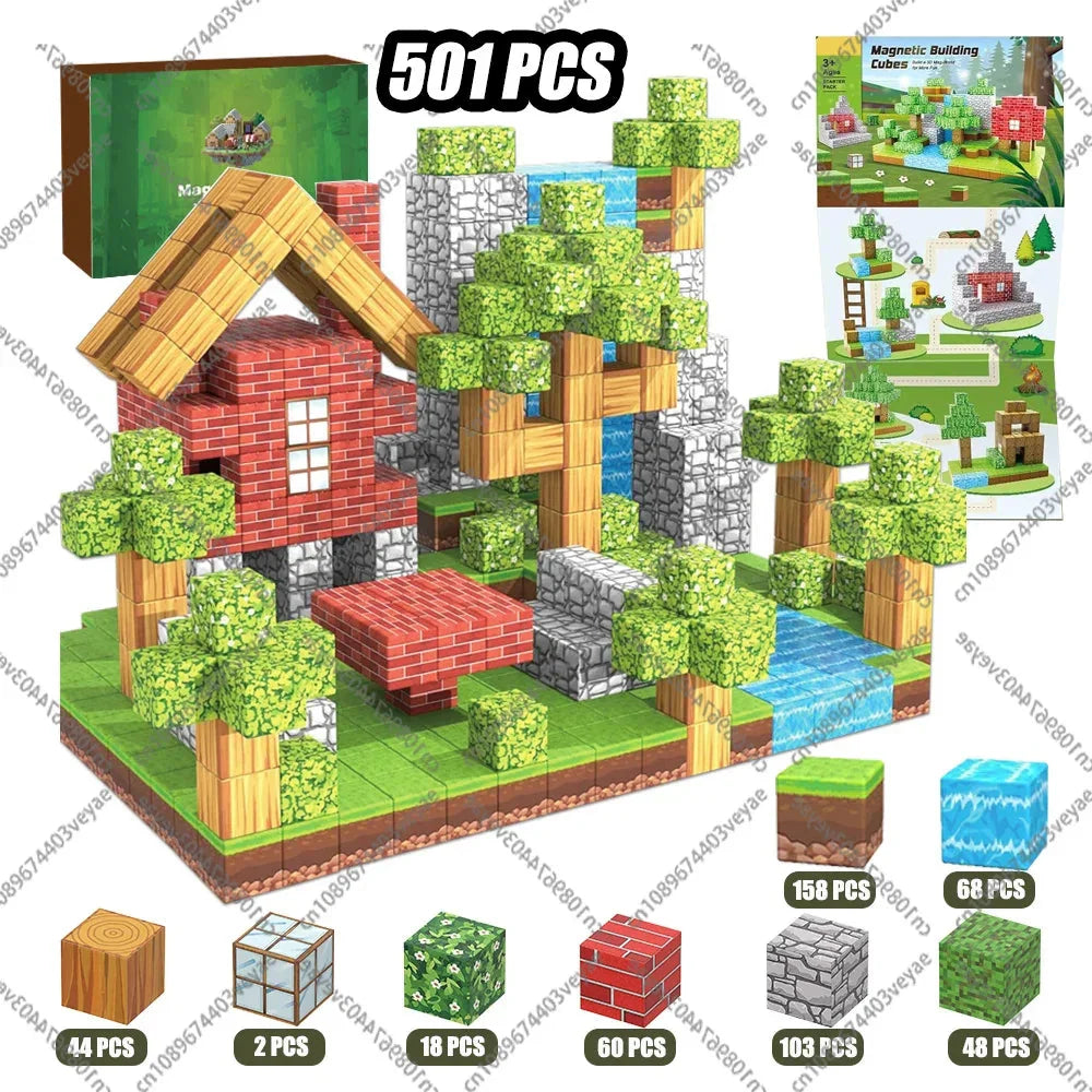 Magnetic Building Blocks Mine World Cube STEM DIY Kids Toy