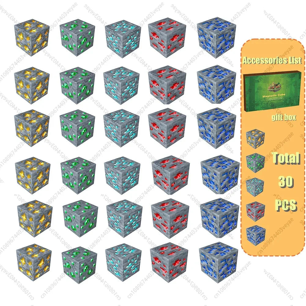 Magnetic Building Blocks Mine World Cube STEM DIY Kids Toy