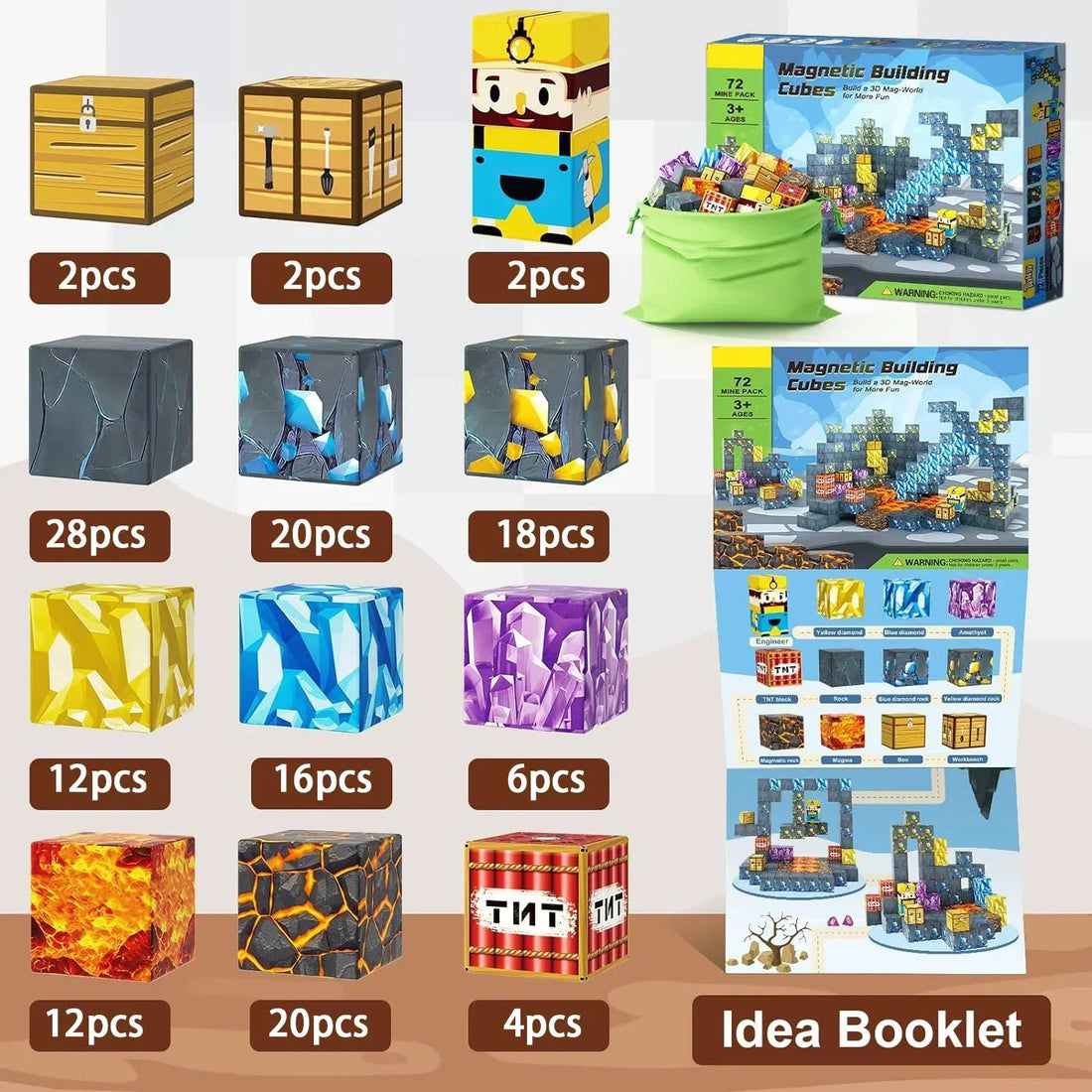 Magnetic Building Blocks Mine World Cube STEM DIY Kids Toy