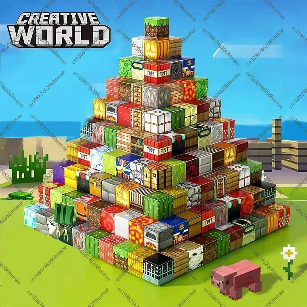 Magnetic Building Blocks Mine World Cube STEM DIY Kids Toy