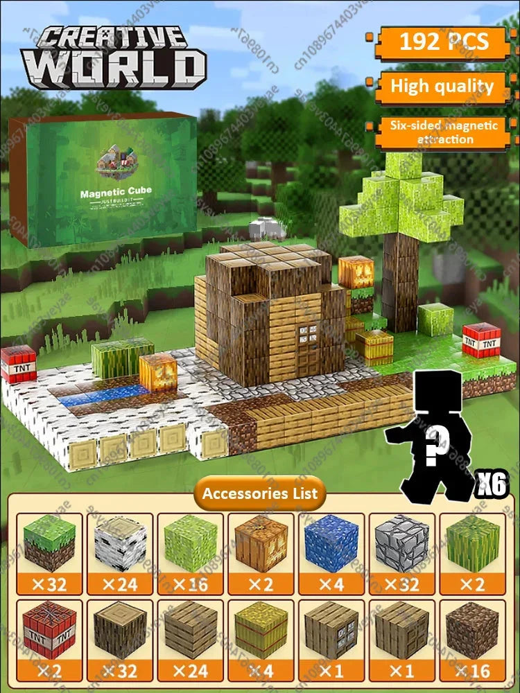 Magnetic Building Blocks Mine World Cube STEM DIY Kids Toy