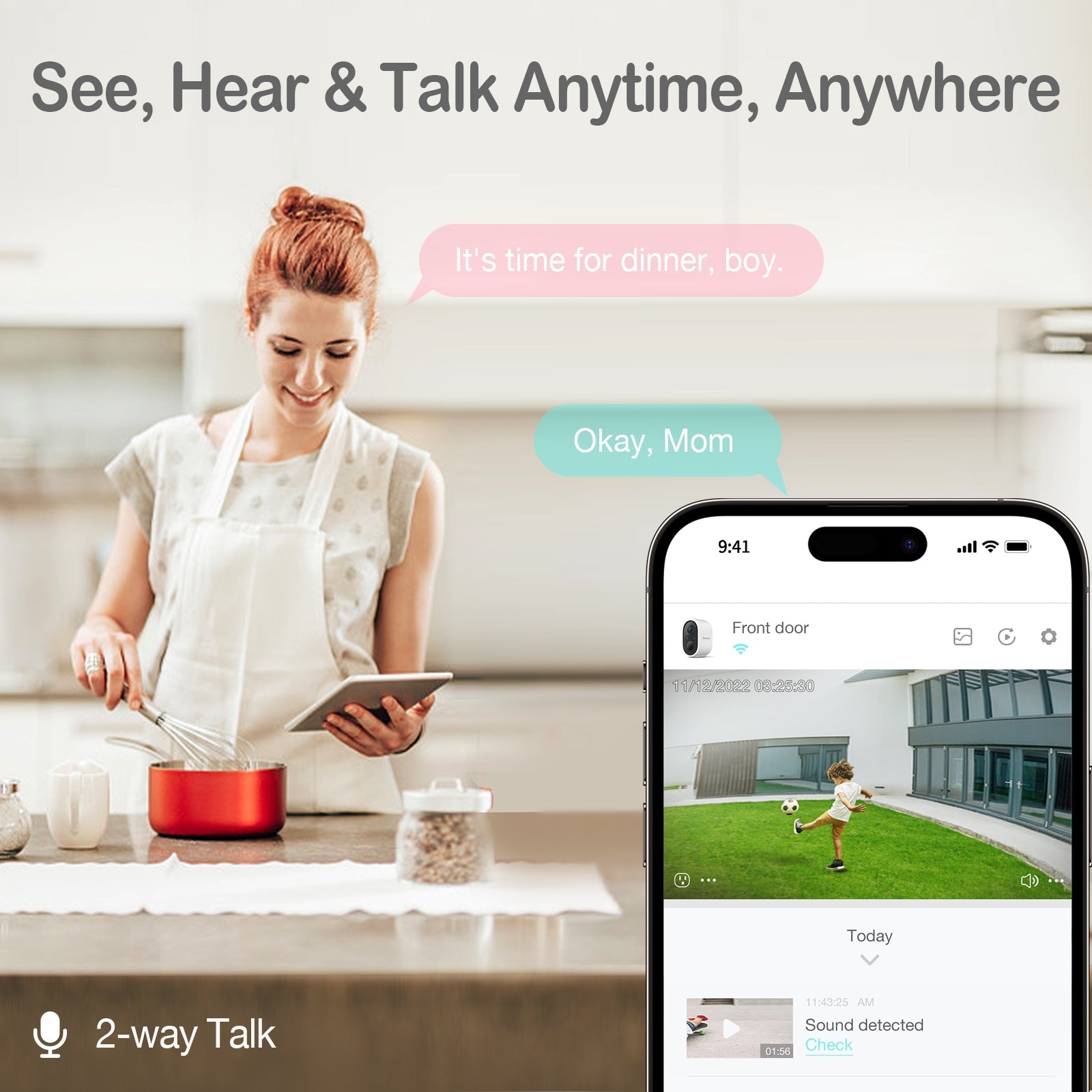 AI Battery Powered Security Camera Wireless Outdoor Indoor Smart Monitoring