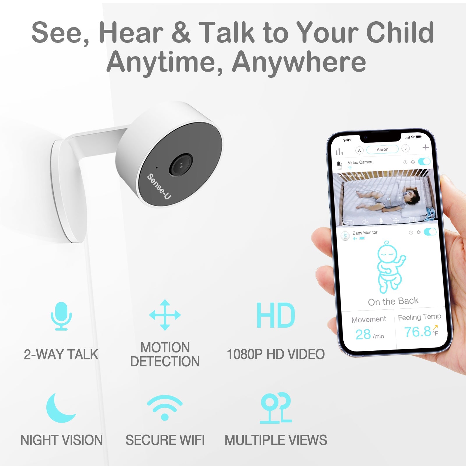 AI Indoor Security Camera Smart Home Monitoring Night Vision WiFi