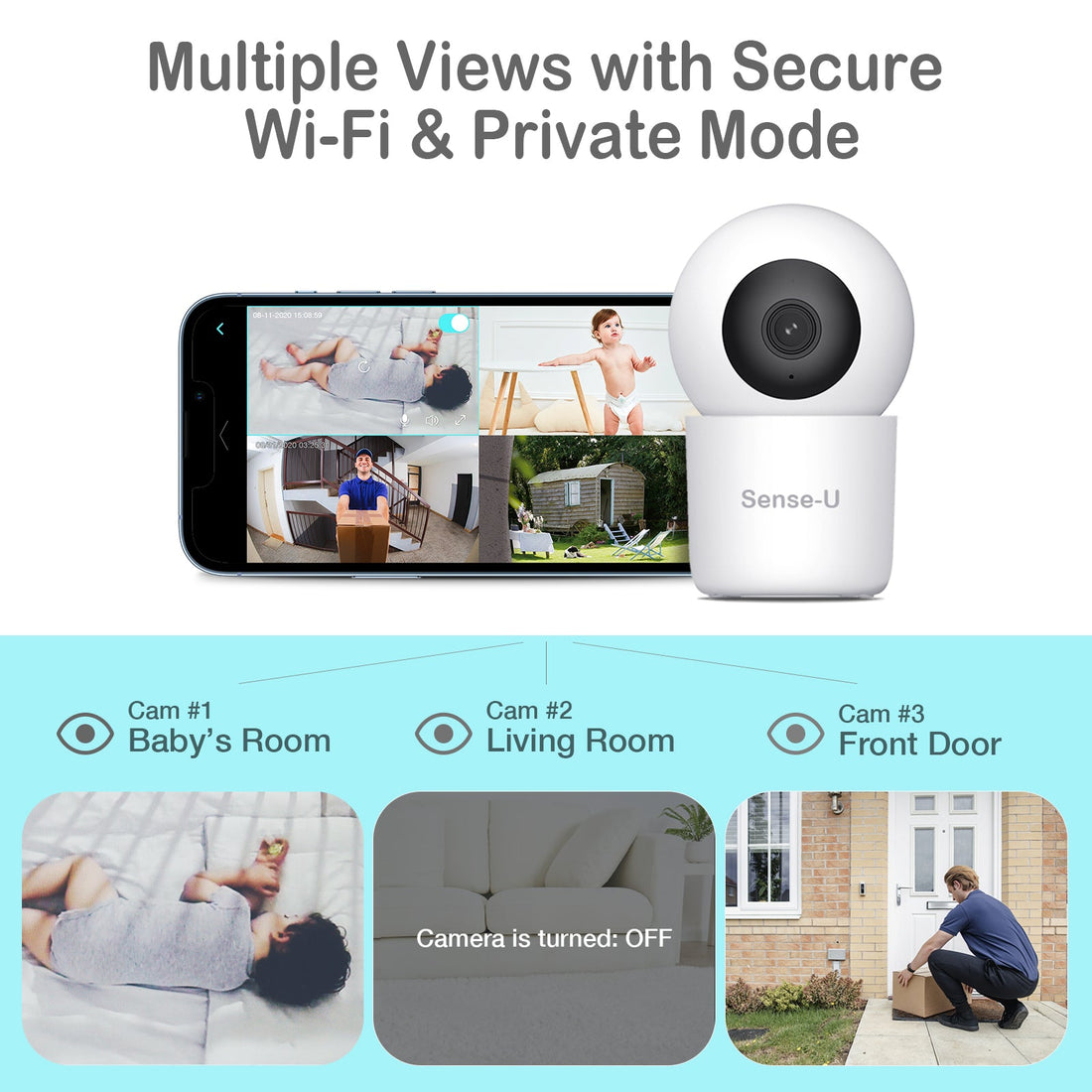 AI 2K PTZ Security Camera Smart Pan Tilt Zoom Indoor