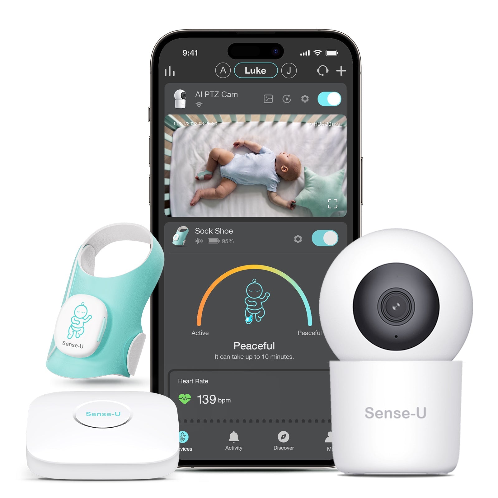 Smart Sock Shoe Bundle 2.5K PTZ Camera Baby Monitor System