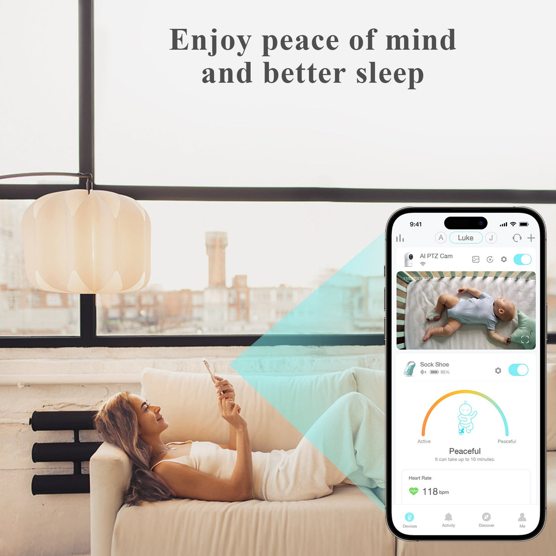 Smart Sock Shoe Bundle 2.5K PTZ Camera Baby Monitor System