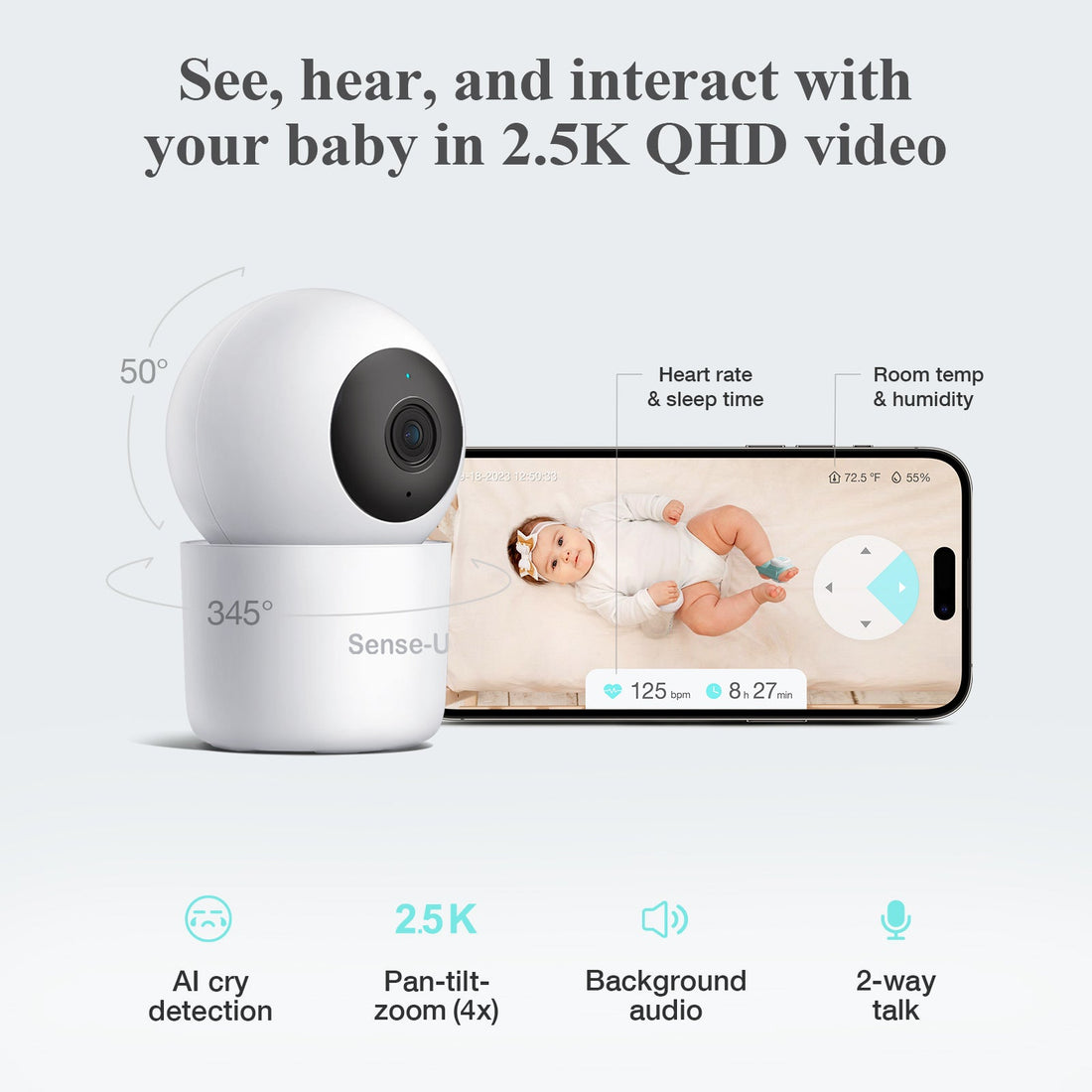 Smart Sock Shoe Bundle 2.5K PTZ Camera Baby Monitor System