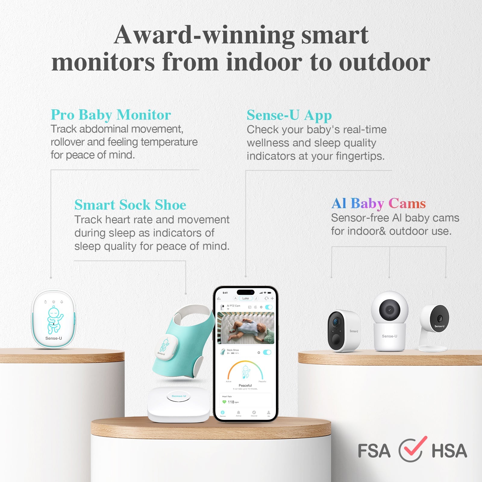 Smart Sock Shoe Bundle 2.5K PTZ Camera Baby Monitor System