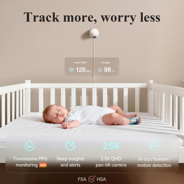 Smart Sock Shoe Bundle 2.5K PTZ Camera Baby Monitor System
