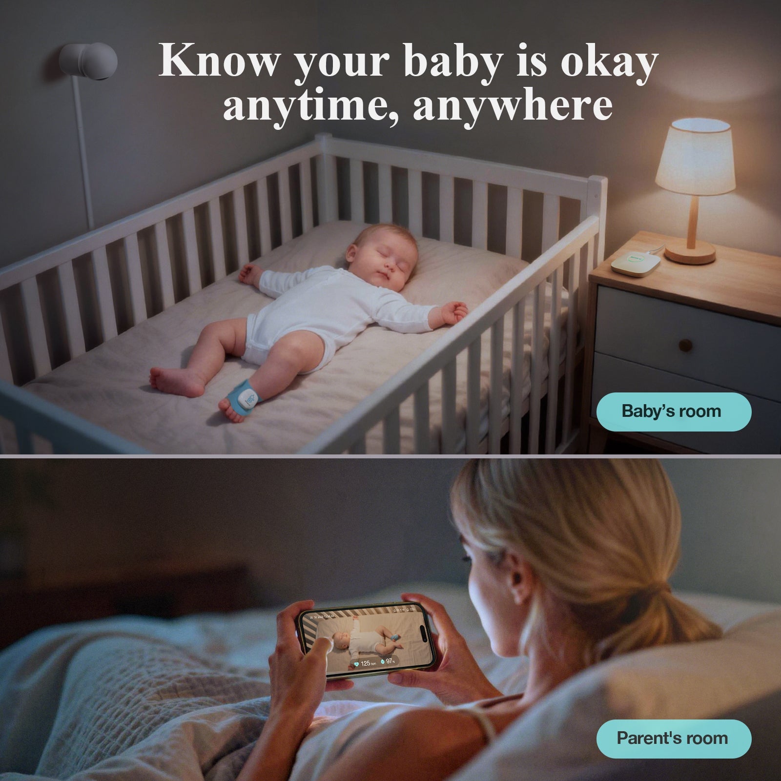 Smart Sock Shoe Bundle 2.5K PTZ Camera Baby Monitor System