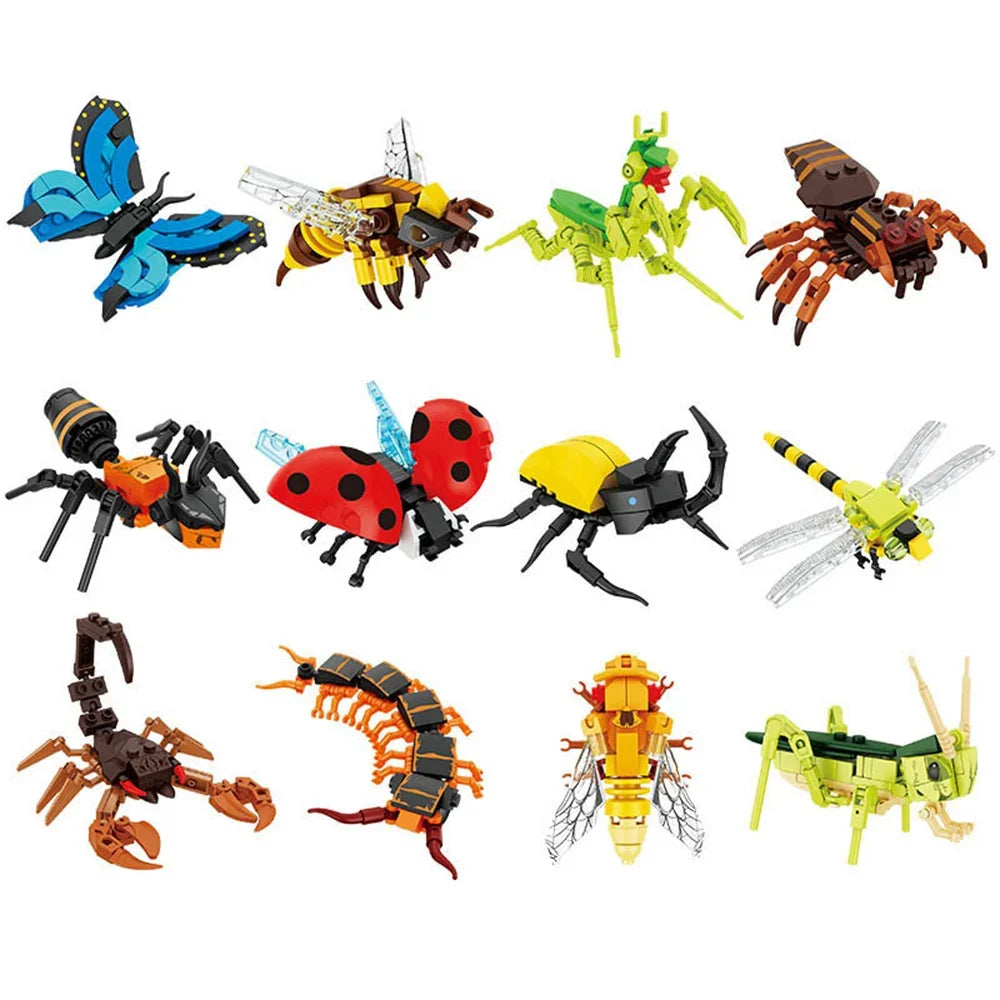 MOC Insect Animal Building Blocks DIY Bee Ant Butterfly Set