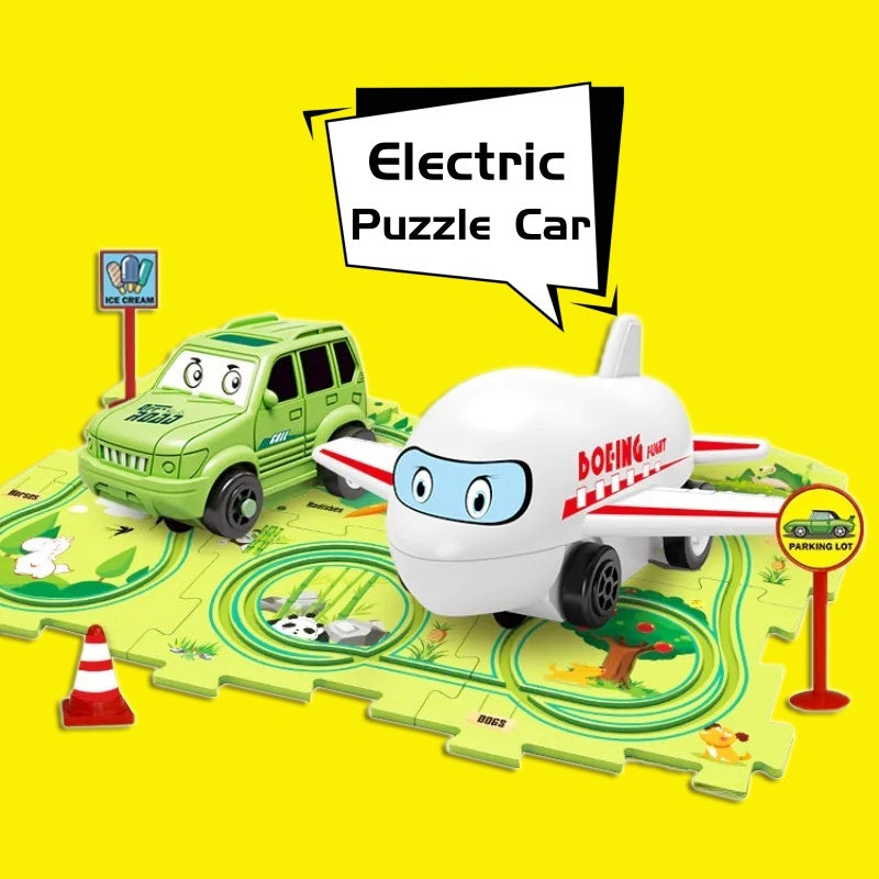 Electric Railroad Puzzle DIY Assembly Car City Construction Educational Toy