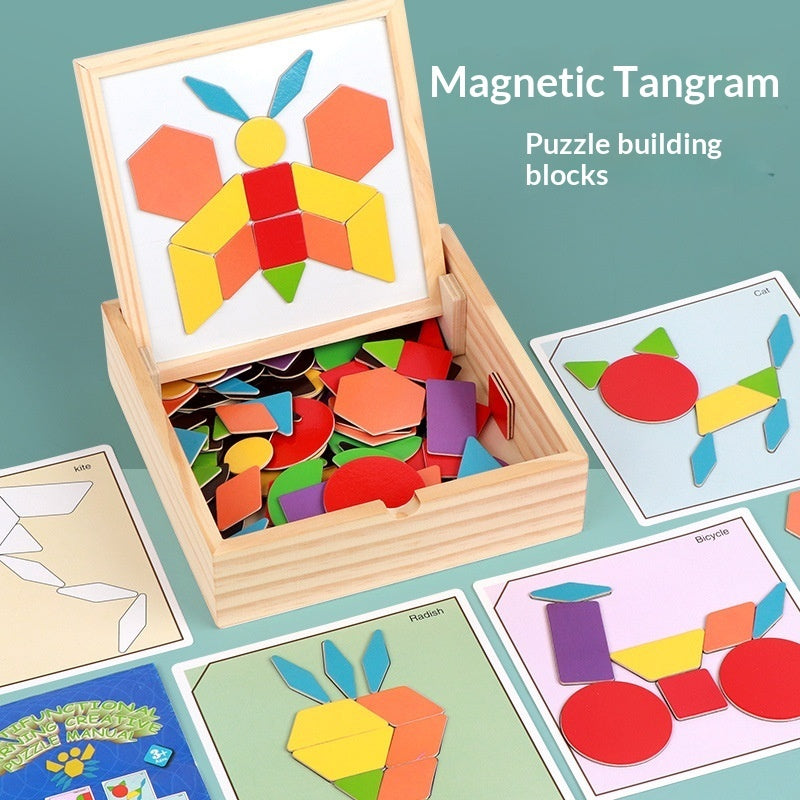 Childrens Geometric Tangram Puzzle Blocks Educational Magnetic Toy