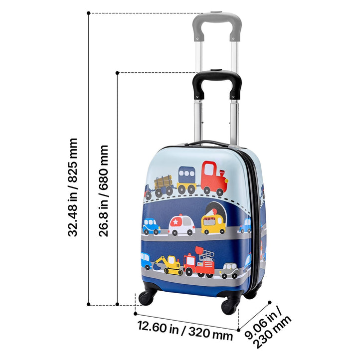 Kids Luggage Set, 5 Piece, 18 Inch Hardside Rolling Wheels Suitcase with Backpack & U-shape Pillow, Truck Kids Carry on Luggage Set, Holiday Birthday Gift for Girls Boys, Airline Approved